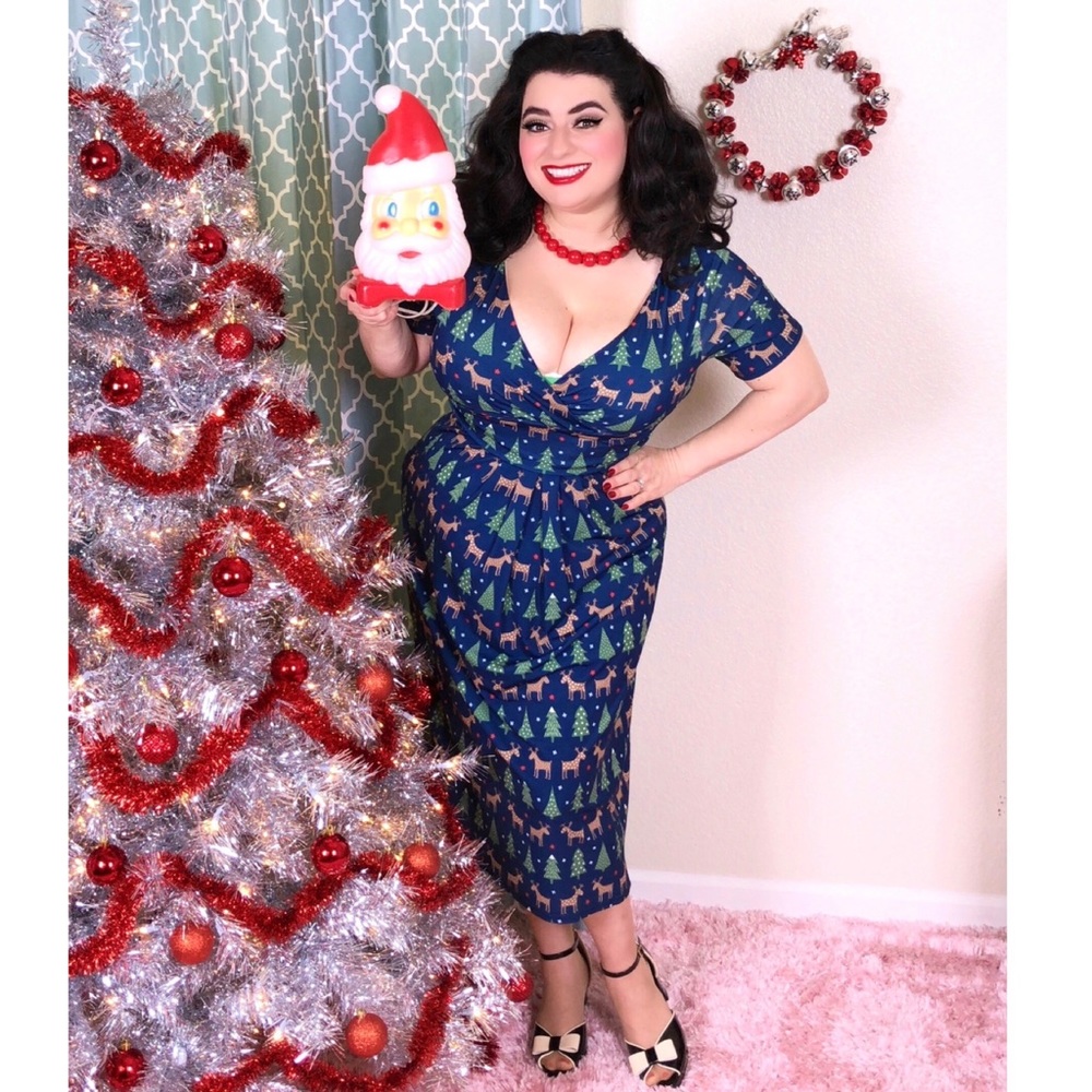 LADY V PINUP ADA CLASSIC REINDEER CHRISTMAS DRESS